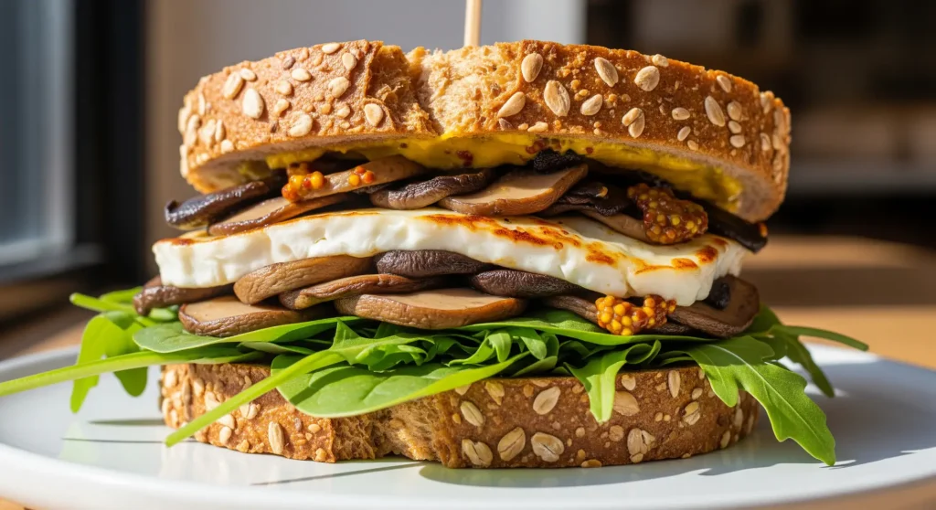 Σάντουιτς με μανιτάρια και γραβιέρα